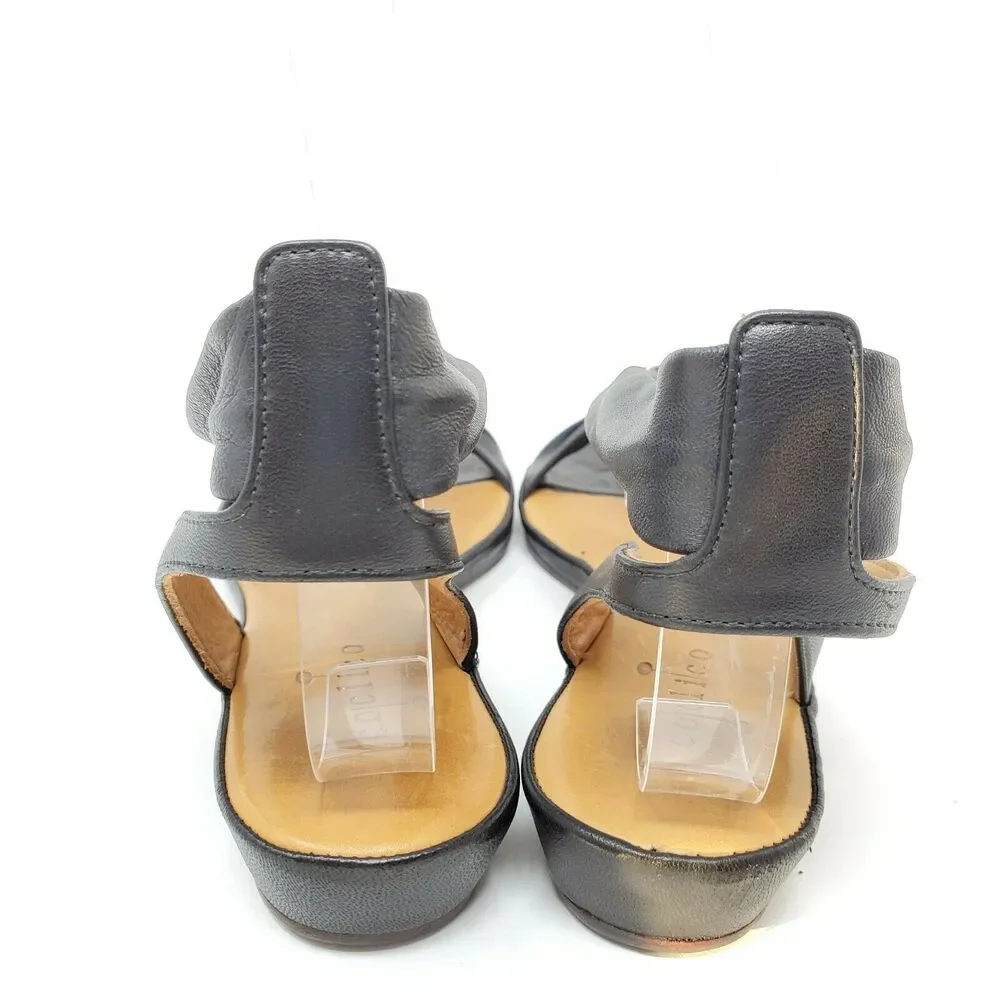 Raquel By Coclico Napa Black Strappy Ankle Strap Open Toe Sandals 37.5